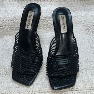 Steve Madden Black Woven Mules